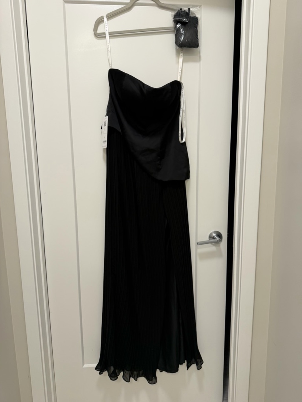 NWT Azazie Black Strapless Pleated Evening Dress